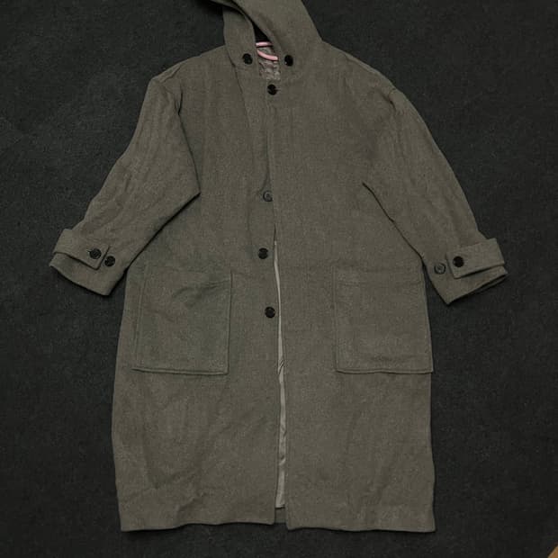 라퍼지스토어 회색 후드 롱 코트