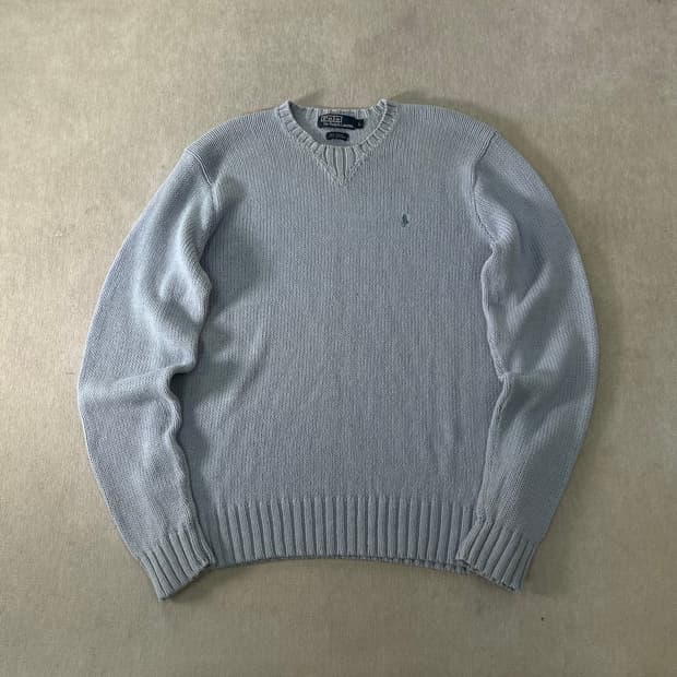 100 폴로랄프로렌 스카이블루 린넨 코튼 니트