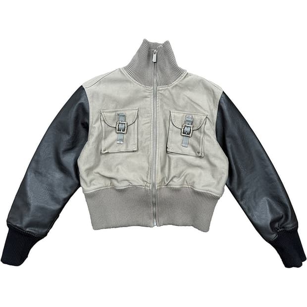 Leather Sleeve French Moleskin Jacket