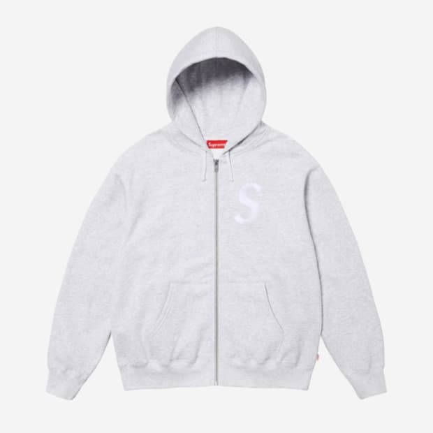 supream S로고 후드집업 M사이즈 (새상품) 애쉬그레이