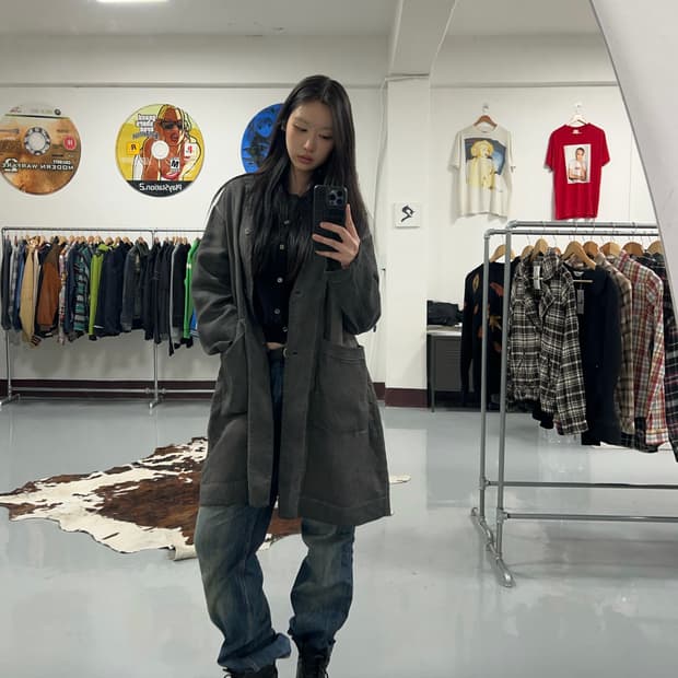 트랜짓 빈티지 워시드 린넨 코트