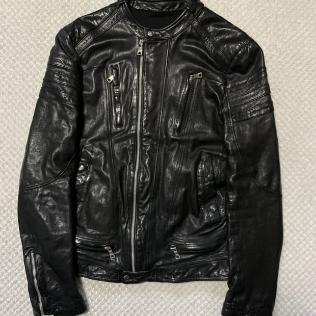 광희시장 웨스턴 무드 램스킨 양가죽 절개 레더 자켓