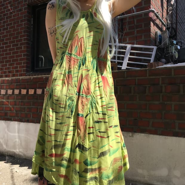 선셋 그라데이션 아트 스커트