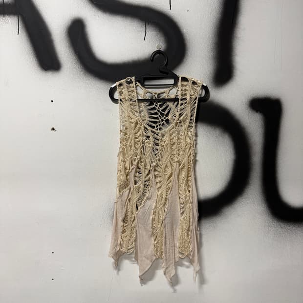 VTG 빈티지 그런지 y2k 크로쉐 레이어드 그물 니트 베스트