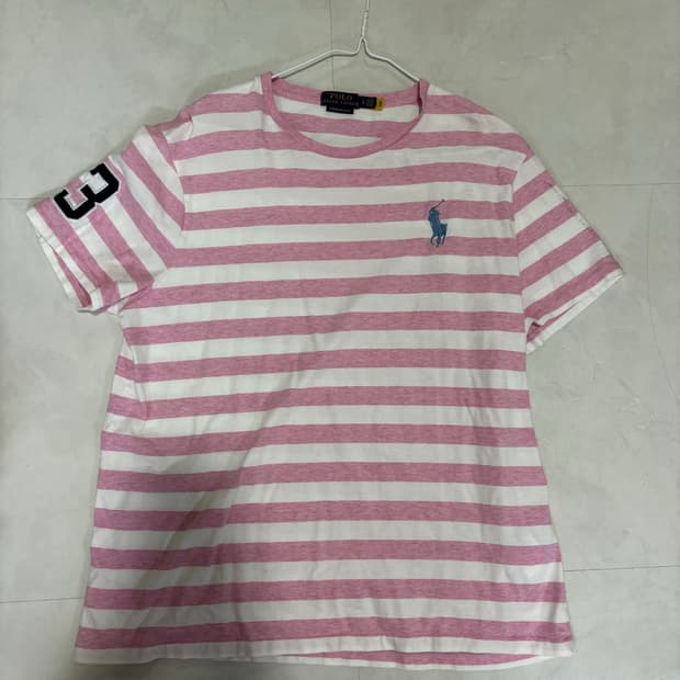 빈티지 폴로 빅포니 스트라이프 핑크 반팔