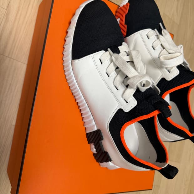 에르메스 디파트 스니커즈 니트 키프스킨&누아 블랑