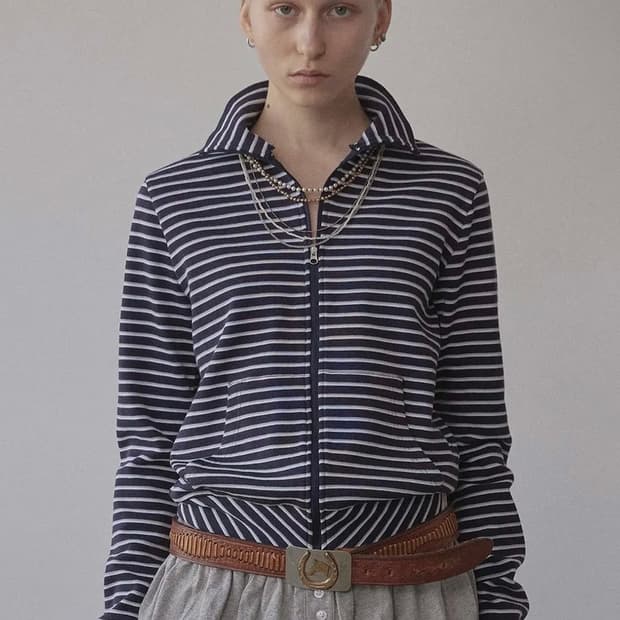 Sculptor Striped Track Jacket Navy