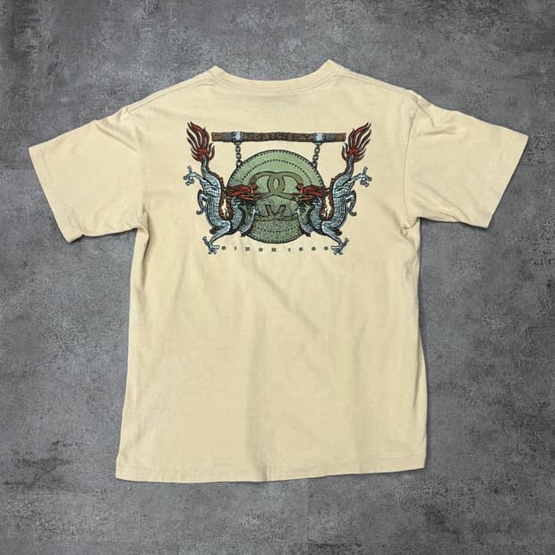 90s 스투시 STUSSY 드래곤 백프린트 반팔 티셔츠 크림
