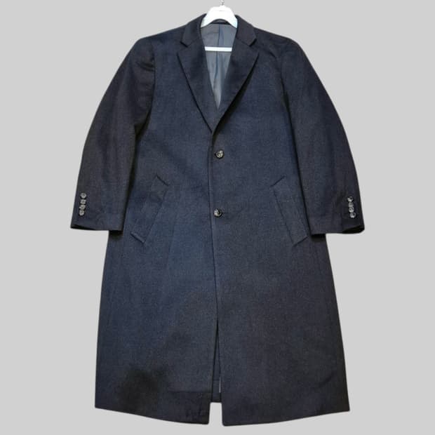 L(착샷잇음) 진네이비 캐시미어 싱글롱코트 