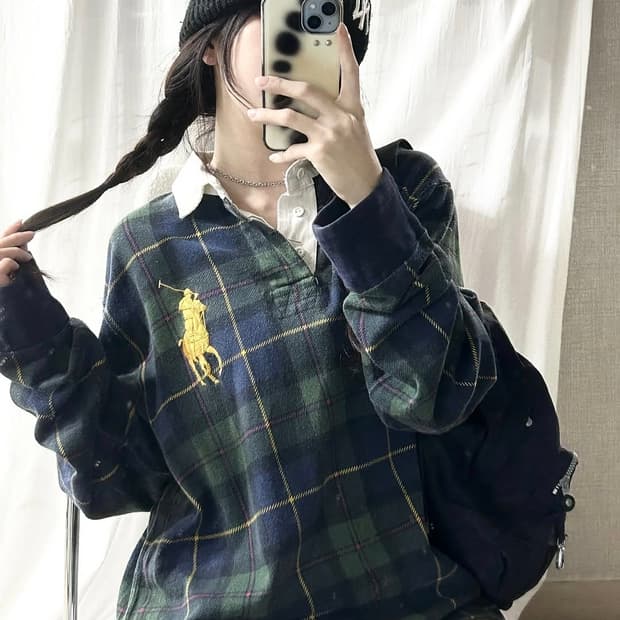 폴로 랄프로렌 체크 럭비 셔츠 긴팔