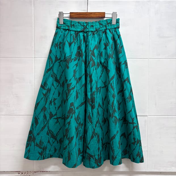 청록 비비드 에스닉 패턴 히피 롱 스커트 JPN