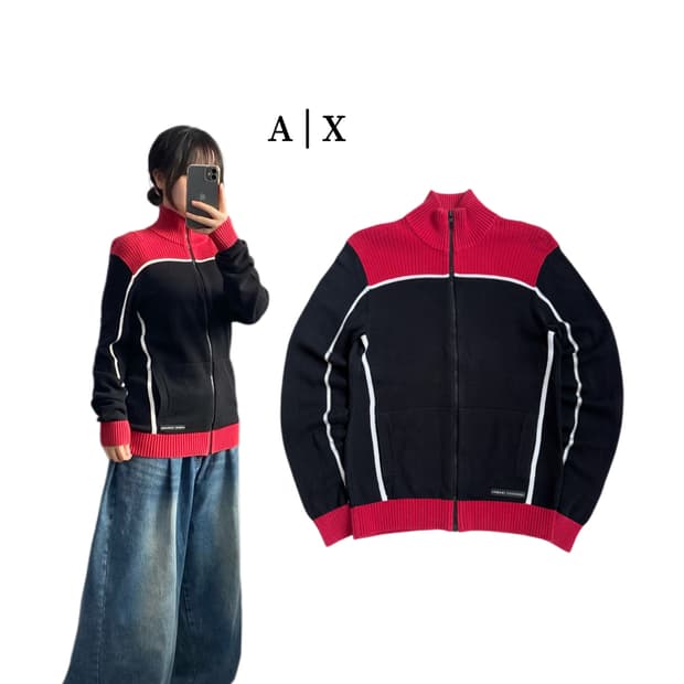 아르마니 익스체인지 하이넥 니트집업