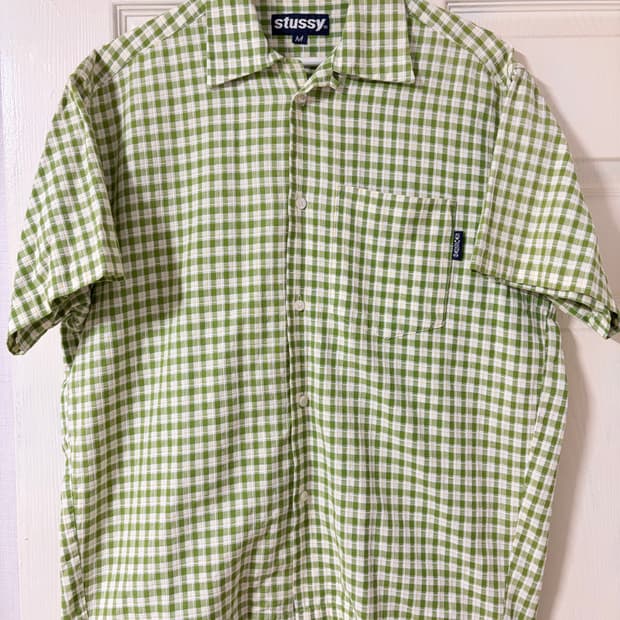 (M) 90s 빈티지 올드 스투시 체크 반팔 셔츠