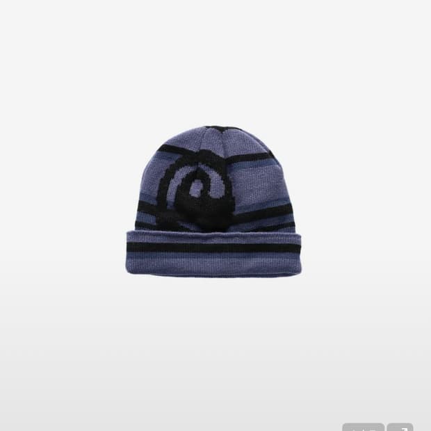 더왈드 At Symbol stripe beanie blue