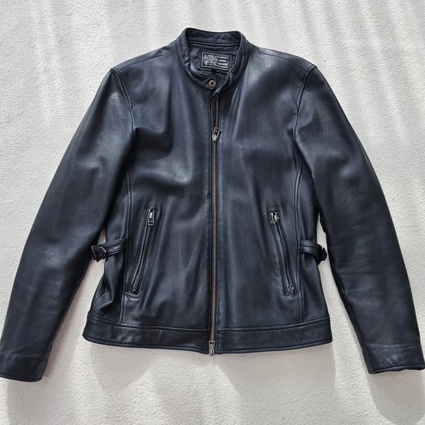 M 남성 양가죽 논카라 가죽자켓