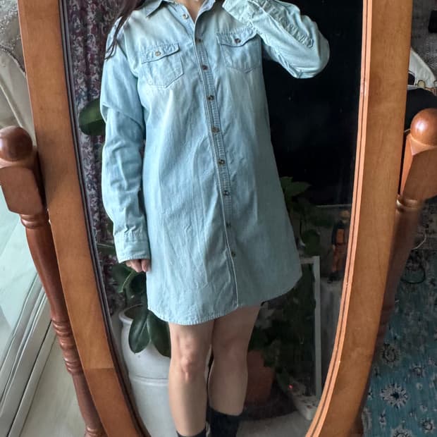 후아유 연청 셔츠 원피스 예뻐요M