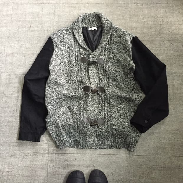 일본빈티지 Bcfactory 올드스쿨아메카지 혁오풍 더플코트니트가디건