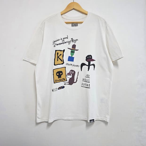 3XL 105-110) 아틀란틱 그래픽스 그래픽 반팔티셔츠 화이트