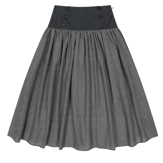 코이세이오 더블 버튼 스트라이프 스커트 블랙