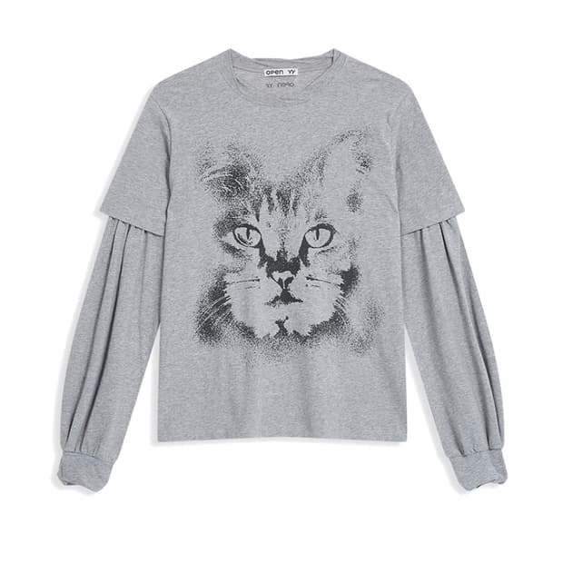 오픈와이와이 레이어드 캣 티셔츠 s