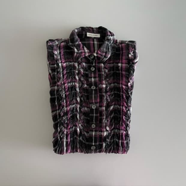 plaid frill shirt dress