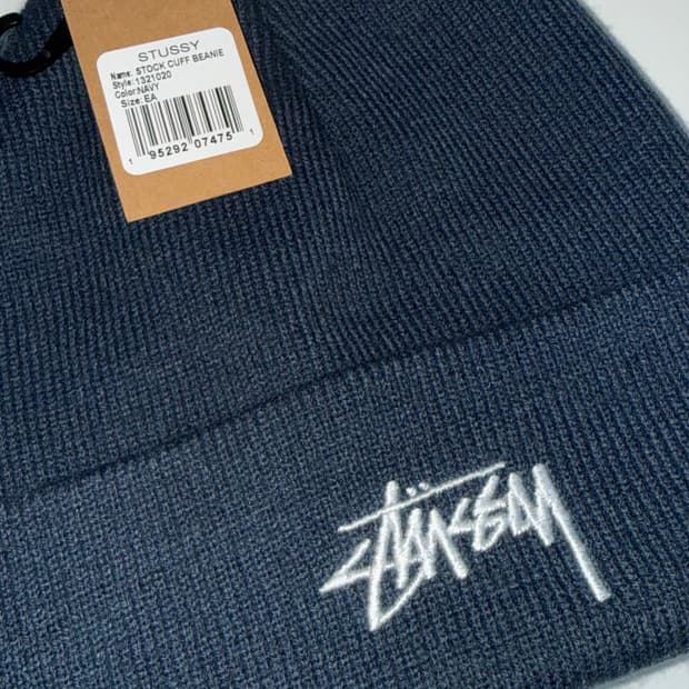 스투시 스탁 커프 비니 네이비
