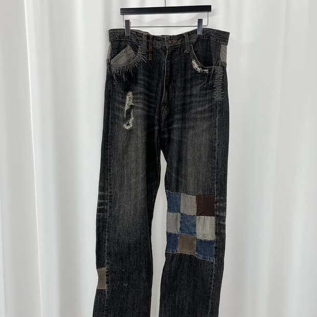 vintage patch denim pants