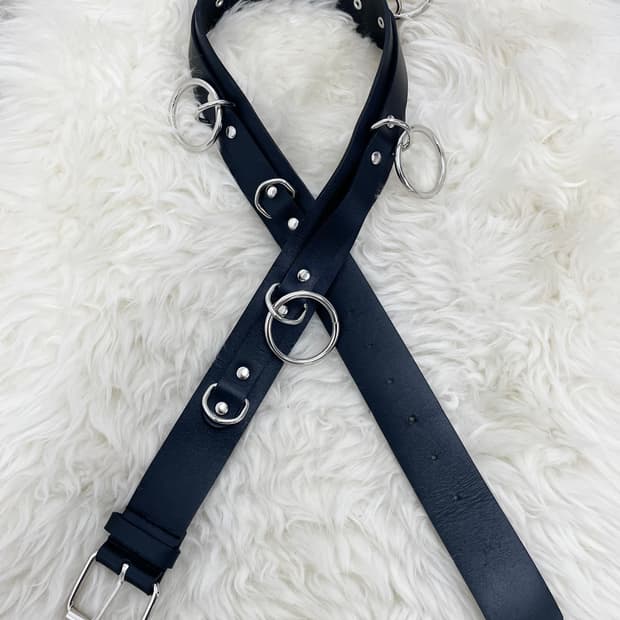 리얼레더 써클 링 드롭 버클 벨트