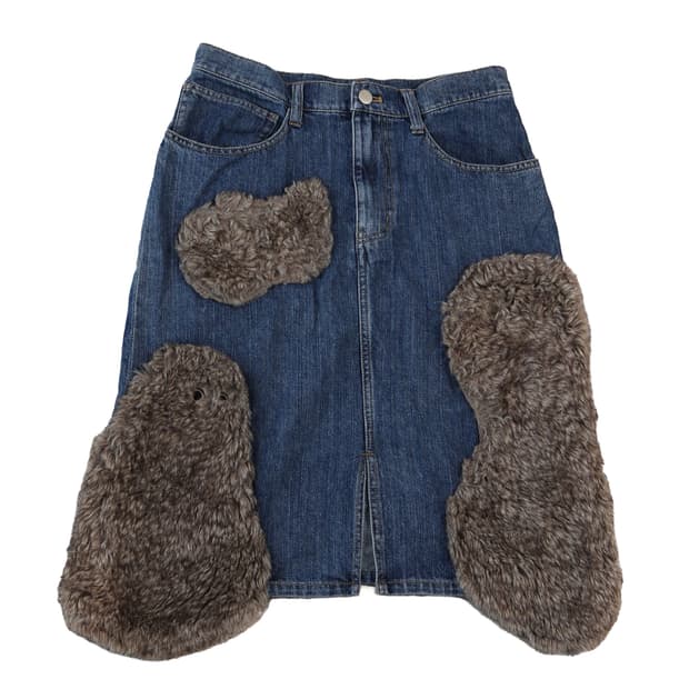 Ne-net Fur & Denim Skirt