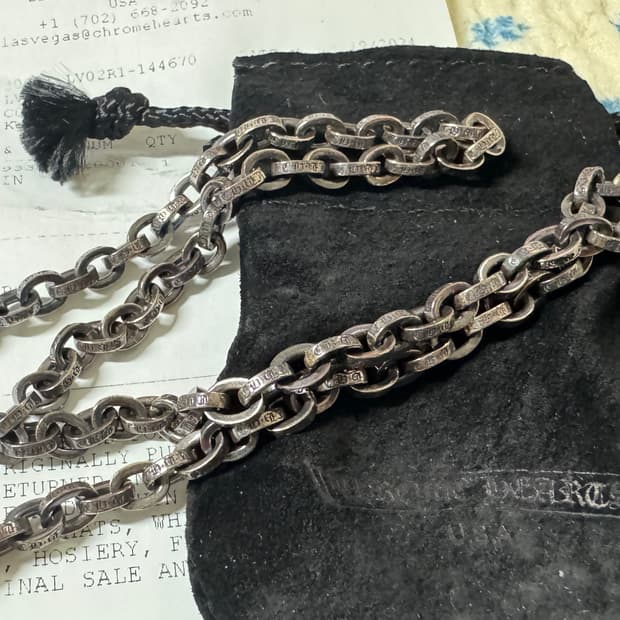 크롬하츠 새제품 미사용 페이퍼체인 20인치 실버 판매합니다