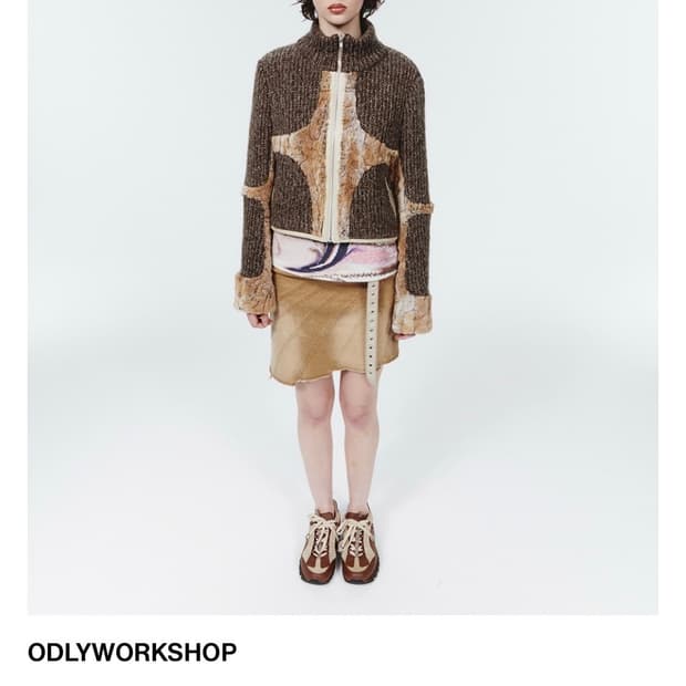 오들리워크샵 퍼자켓 스몰 니트퍼자켓 래빗퍼