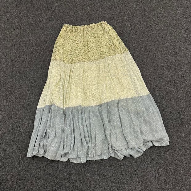 OS)Japanese vintage 모리 플라워 패턴 밴딩 롱스커트