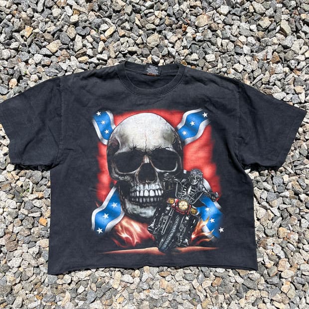 Rock Chang 빈티지 스컬 크롭 반팔(실측확인)