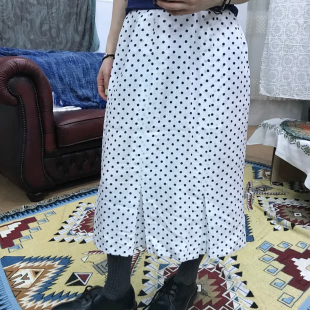 빈티지 사이드밴딩 도트 스커트 