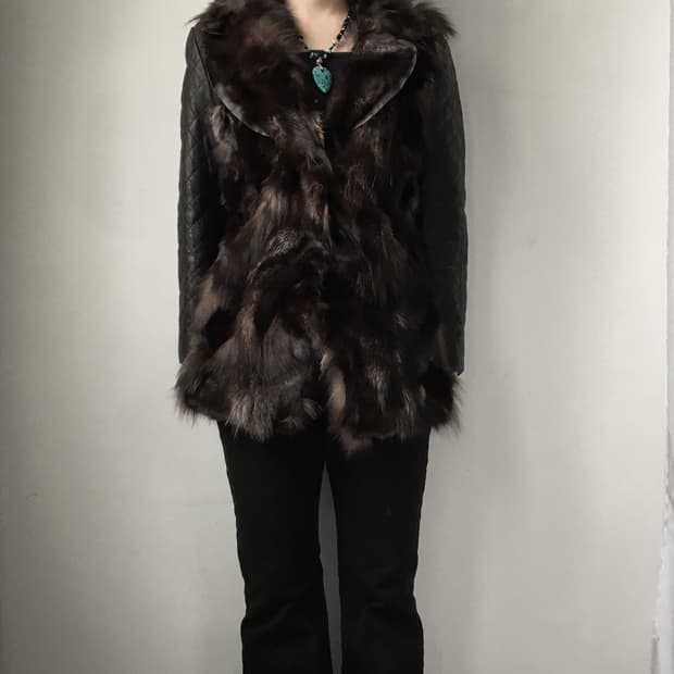 Fur layered leather jacket