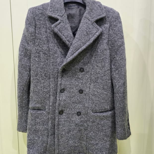 자라 남성 울 더블 버튼 회색 코트