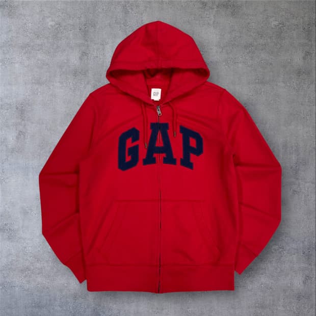 GAP 레드 컬러 스펠아웃 빅로고 후드 집업