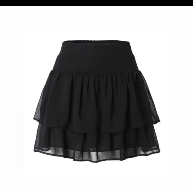 쓰리타임즈 스완 쉬폰 스커트 블랙