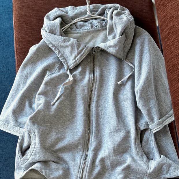 Cotton swear H/S 2way neck zip parker