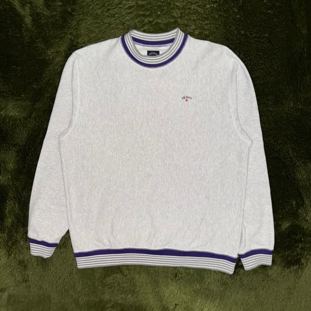 [XXL] NOAH 노아 엠브로이더리 스트라이프 립 크루넥 스웻