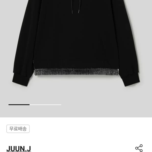 준지 데님 레이어드 후드 블랙 M