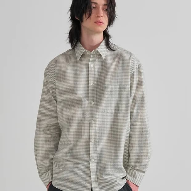 [L] 주앙옴므 루즈드 체크셔츠 아이보리