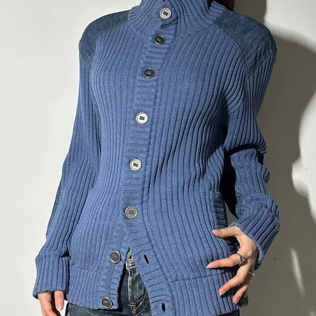 Dolce & Gabbana 데님 패치 립 니트 가디건