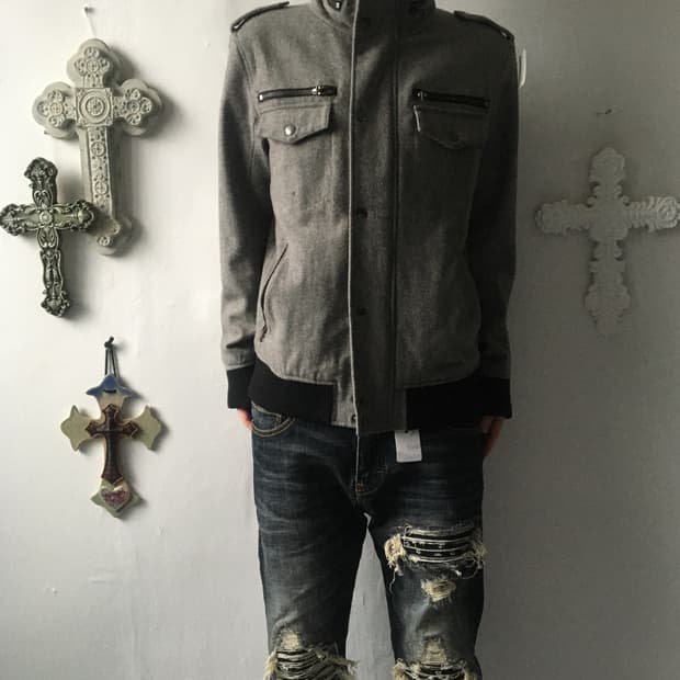 High neck woolen jacket