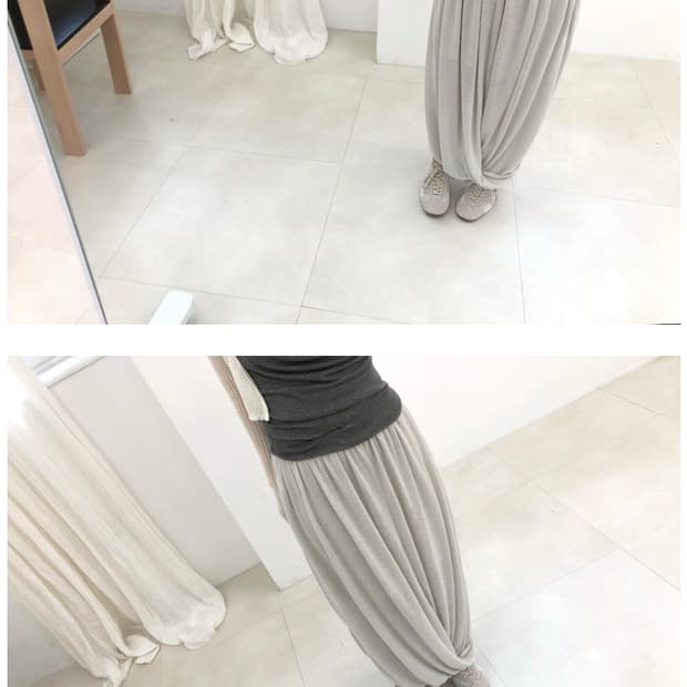 드레이프 벌룬 스커트 _ 블랙