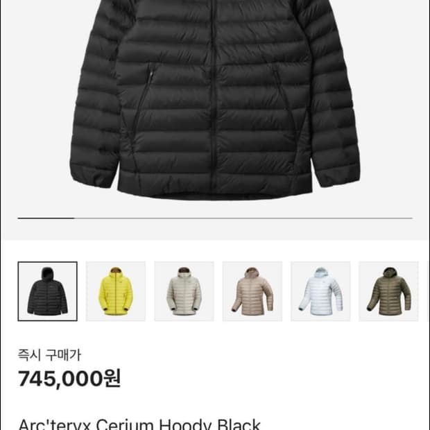 25fw 아크테릭스 세륨후디 블랙 M 새것