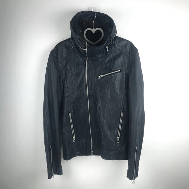 레더 집업 하이넥 바이커자켓 y2k 가죽트러커빈티지점퍼 라이더 펑크룩