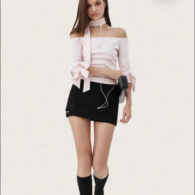 클리시어 candy bow off - shoulder scarf set