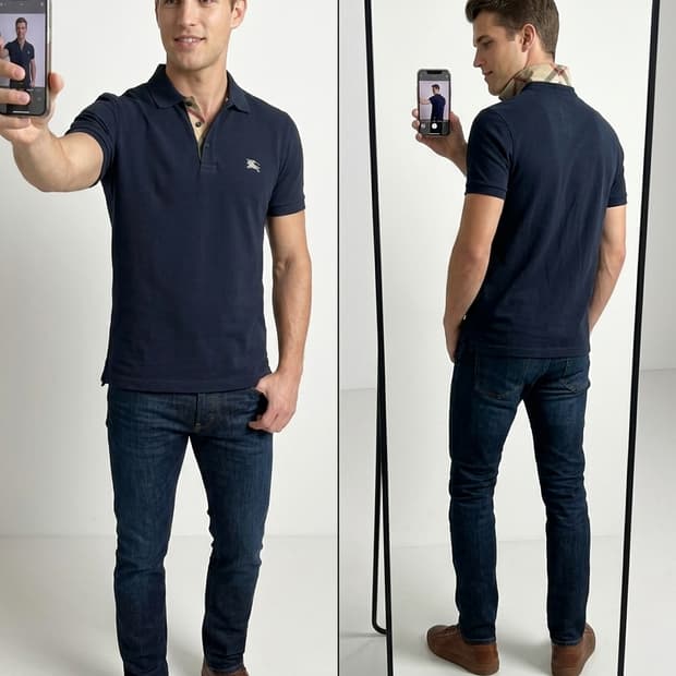 버버리 브릿 네이비 남성 폴로셔츠 S  90적당