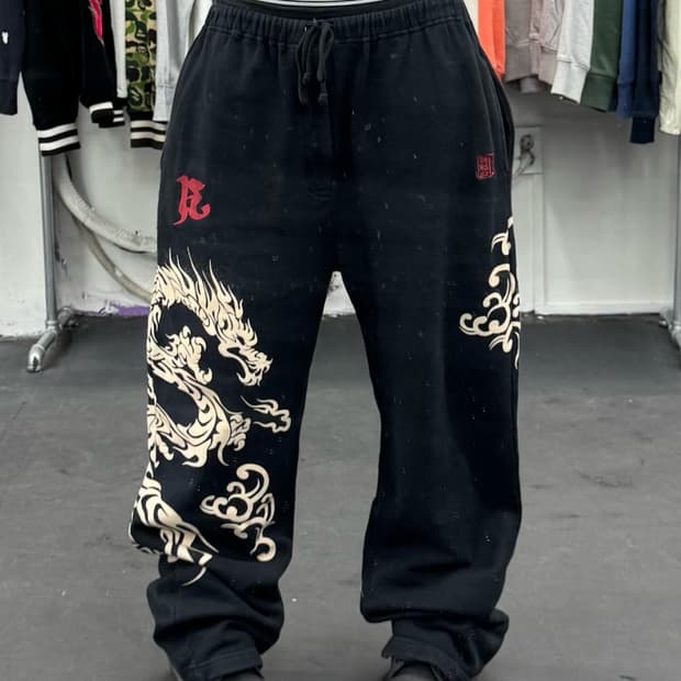 카라쿠리 타마시 오리엔탈 프린팅 스웻팬츠